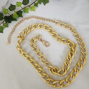 Gold Textured Chunky Chain Link Belt Adjustable